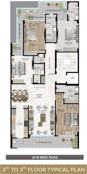 4 BHK Typical Floor Plan